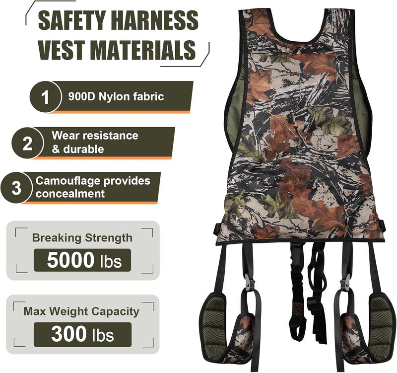 Kalkal Tree Stand Harness, Hunter Safety System Harness for Tree Stand, Lightweight Padded Hunting Safety Harness for Men - Image 2